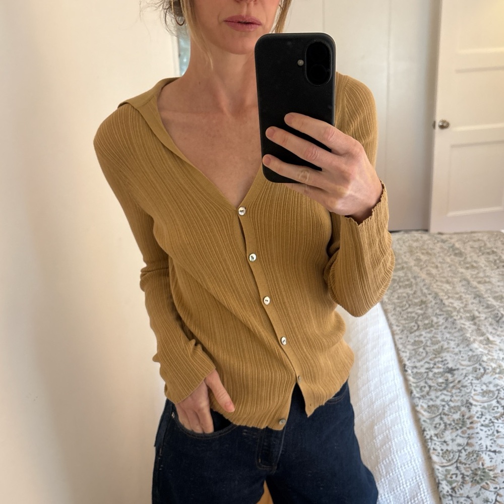 Vince Tan Ribbed Cardigan - Picture 3 of 3